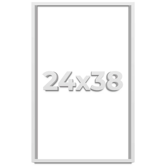 24x38 Shadow Box Frame White | 1 Inches Deep Real Wood Contemporary Shadowbox Display Frame | UV