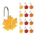 thumbnail image 2 of Sunlit Maple Leaf Shower Curtain Hooks for Fall Autumn, Home Decorative Shower Curtain Rings for Bathroom, Resin, Orange Red Maple Leaves Shower Curtain Hangers Hooks Bath Accessories, Set of 12, 2 of 6
