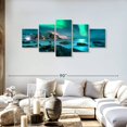 thumbnail image 2 of Elephant Stock Stunning Lofoten Aurora Borealis Wall Art - Horizontal Multi Panel Canvas - Living Room Wall Decor - Nature Multi Panel - Teal And Turquoise Decor - 68" x 30", 2 of 4