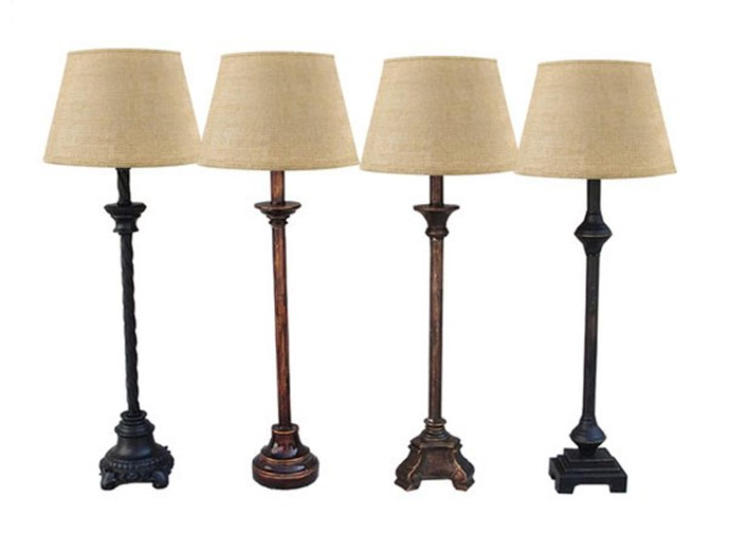 Set Of 4 Distressed Black And Brown Buffet Lamps With Burlap Drum Set Of 4 Distressed Black And Brown Buffet Lamps With Burlap Drum Shades Com