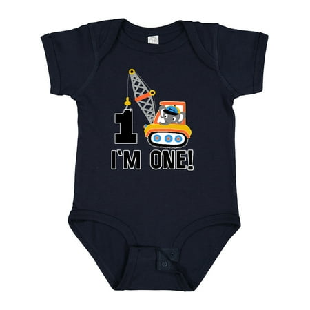 

Inktastic First Birthday Construction Truck 1 Year Old Gift Baby Boy Bodysuit