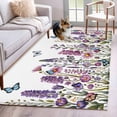 thumbnail image 3 of Area Rug for Living Room, Purple Flowers Non-Slip Indoor Large Carpet for Bedroom/Dining Room, Spring Butterflies Lavender Daisy Botanical Washable Low-Profile Rectangle Floor Runner Rugs - 4 x 6 Ft, 3 of 7