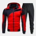 thumbnail image 4 of BXINGOHAI 2 Pieces Sweatsuits for Men Fashion Color Block Hoodies Tracksuit Full Zip Up Long Sleeve Sweatshirts With Drawstring Sweatpants 2024 Outdoor Jogging Outfits Sets Today Red,L, 4 of 5