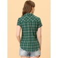 thumbnail image 4 of DARING DIVA Women's Casual Boyfriend Plaid Button Down Flannel Shirt XL Green Beige, 4 of 6