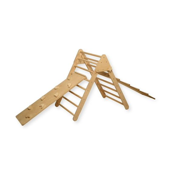 Kidodido Montessori Climbing Triangle with 2 Ramps, Birchwood, Child