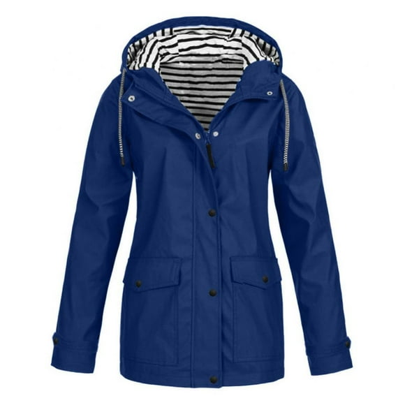 Women Light Rain Jacket Waterproof Active Outdoor Trench Raincoat with Hood Lightweight Plus Size S-5XL