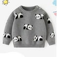 thumbnail image 2 of Odeerbi Infant Boys Girls Sweater Cute Winter Thermal Knit Crewneck Sweater Children's Soft Cotton Outerwear Pullover Sweater Infant Clothes Gray, 2 of 7