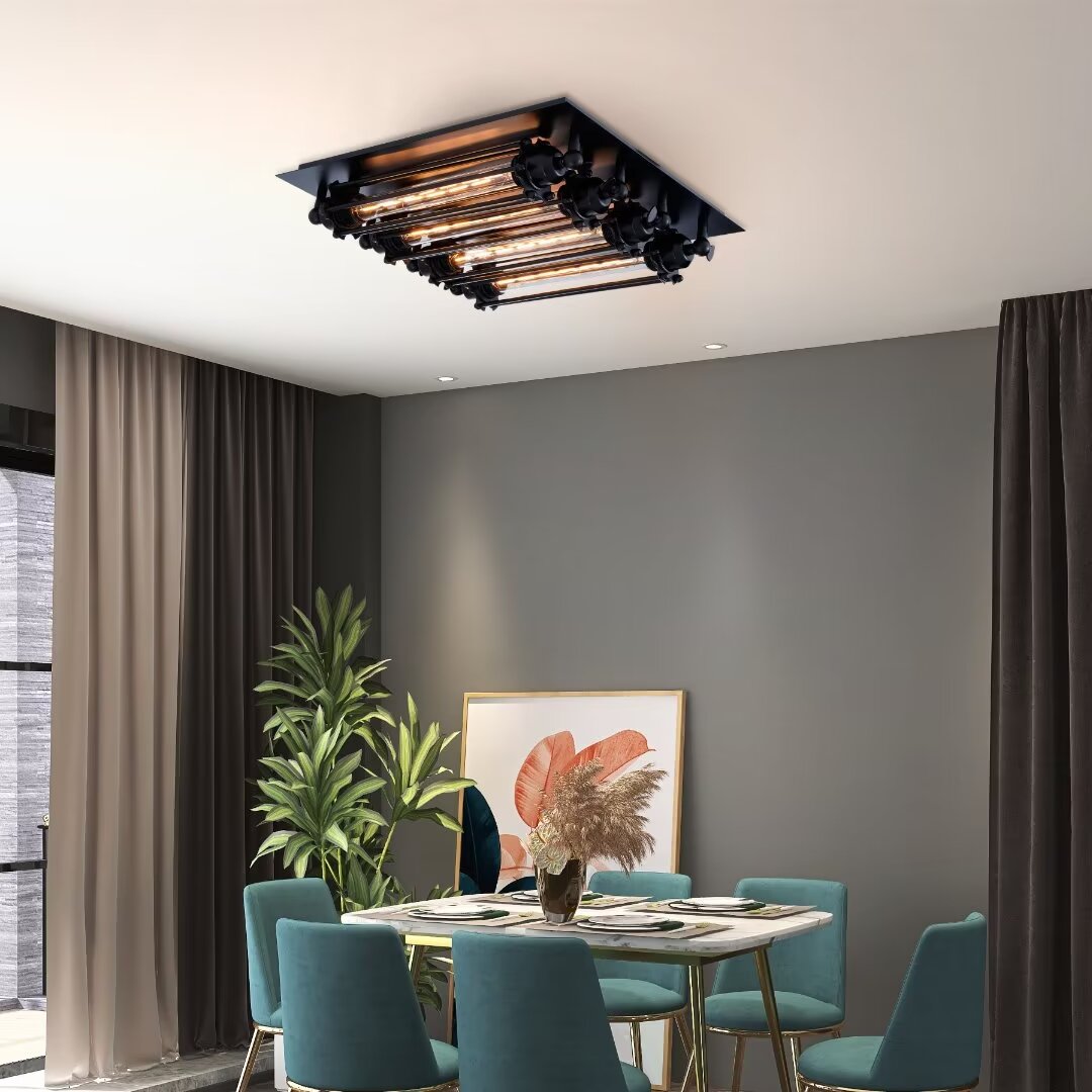 AFANQI Punk Style Steam Metal Tubular Ceiling Light, 4 Heads Vintage Bar Industrial Chandelier for Cafe Bar