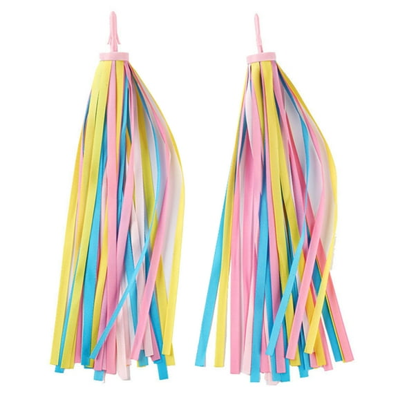 SIEYIO 2pcs Ribbon Outdoor Cycling Scooters Bicycles Handlebar Colorful Tassels for Baby Carriers