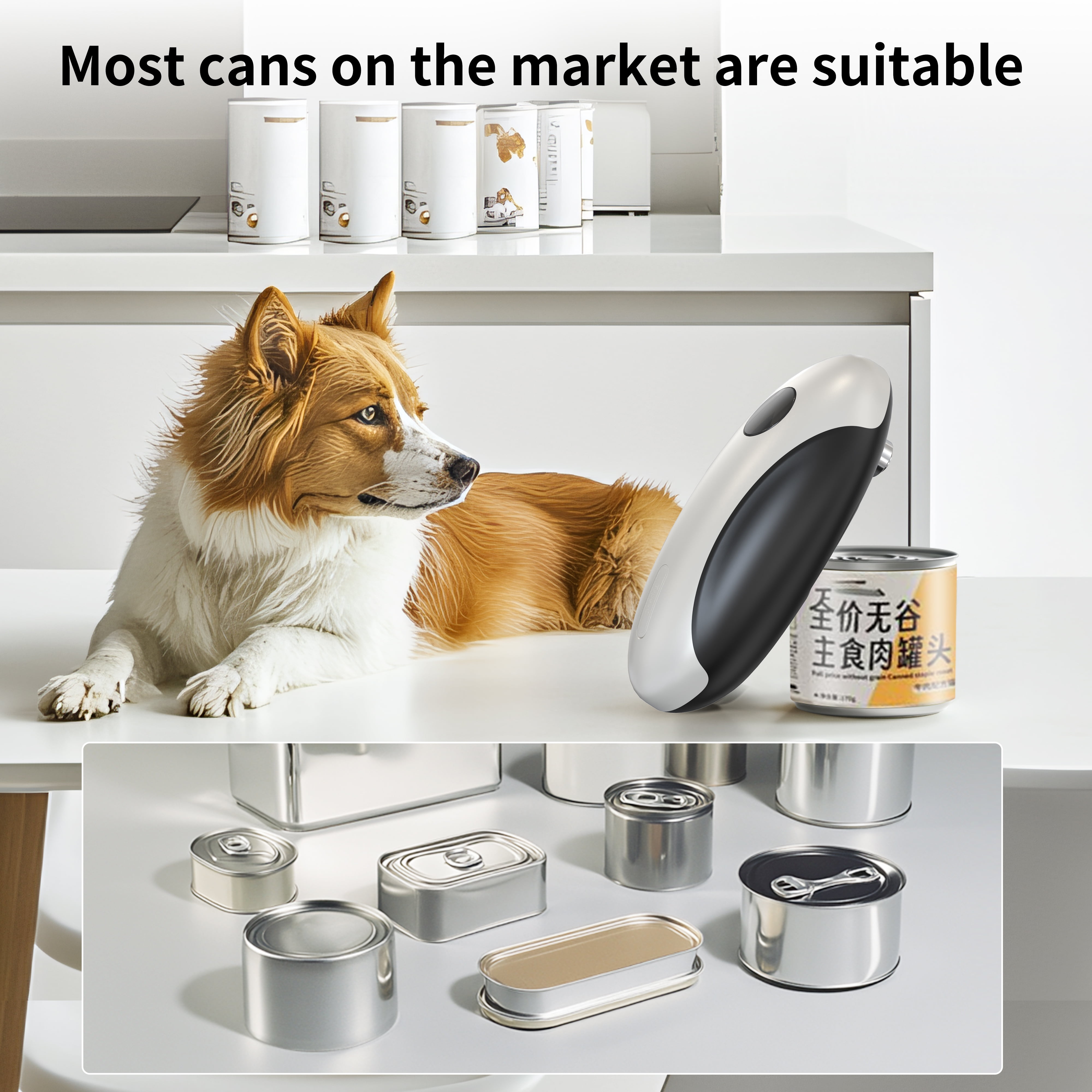 M‌SAS Electric Can Opener - USB Rechargeable Automatic Opener, Hands-Free Safe Design for All Can Sizes, Smooth Edge Kitchen Tool for Seniors with Arthritis
