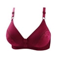 thumbnail image 2 of QLEICOM Everyday Bras for Women, Women's Comfort Lift Wirefree Bra Print Thin Front Buckle Adjustment Chest Shape Bra Underwear No Rims Bras No Underwire Red Cup 40/90BC, 2 of 5