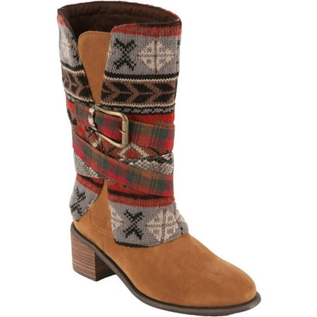 MUK LUKS Womens Nicole Belted Cowboy Boot - Walmart.com