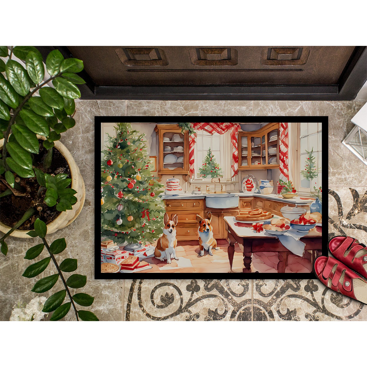 Carolines Treasures DAC3772MAT 18 x 27 in. Unisex Corgi Christmas Cookies Doormat
