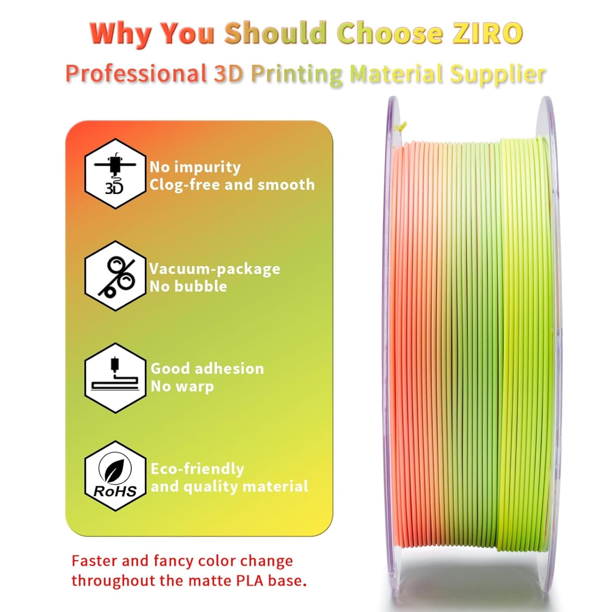 Ziro 3D Gradient Matte PLA 1.75mm 1kg, Tropical