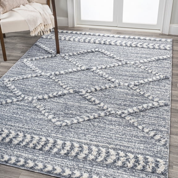 JONATHAN Y SANTA THERESA 3 x 5 Area Rug, Sofie Moroccan Trellis - Gray/Cream, SNT102A-3