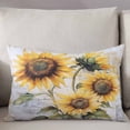 thumbnail image 3 of Retro Sunflower Floral Throw Pillow Cover 16 x 24 Inch Decorative Pillow Cover Spring Botanical Flowers Lumbar Pillowcase Seasonal Rectangle Cushion Case for Couch Sofa Bed Living Room, 3 of 7