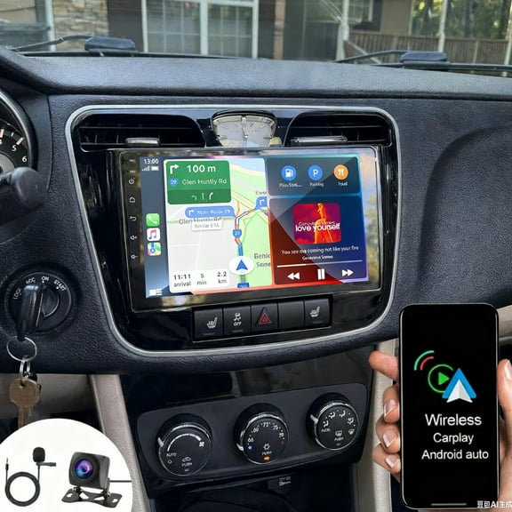 Gsuatey Car Stereo Radio for Chrysler 200 2011-2014 with Wireless Carplay Android Auto, 10 Inch 1280 * 720 HD Touch Screen GPS Navigation Bluetooth 5.0 32EQ FM/RDS Mirror Link WiFi, Backup Camera