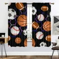 thumbnail image 3 of Boys Sports Ball Bedroom Blackout Curtains Football Soccer Basketball Colorful Neon Lights Thermal Insulating Window Curtain Panels for Bedroom with Rod Pocket W84 x L84 Inch, 3 of 5