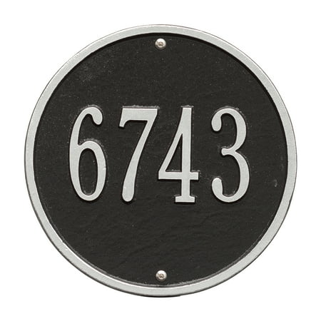 Whitehall 1 Line - Personalized Whitehall Products 9-Inch Standard One Line Round Wall Address Plaque in Black/Silver