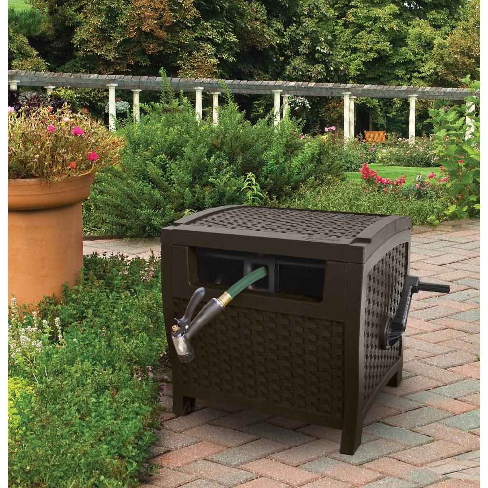 Suncast Slide Trakza Manual Hose Hideaway Reel – 175 ft. Capacity, Resin, Java”