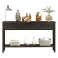thumbnail image 2 of IVV 60" Rustic Entryway Console Table with 4 Storage Drawers and Bottom Shelf, Solid Wood Frame Sofa Table for Hallway, Living Room, Foyer (Espresso), 2 of 9