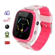 Shanna Smart Watch for Kids - 4G Smartwatch with GPS Tracker Real Time Positioning, SOS Video Call Message Alarm Clock Camera Waterproof Wristwatches for Boys Girls, Pink