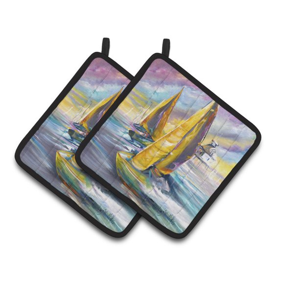 Middle Bay Lighthouse Sailboats Pair of Pot Holders