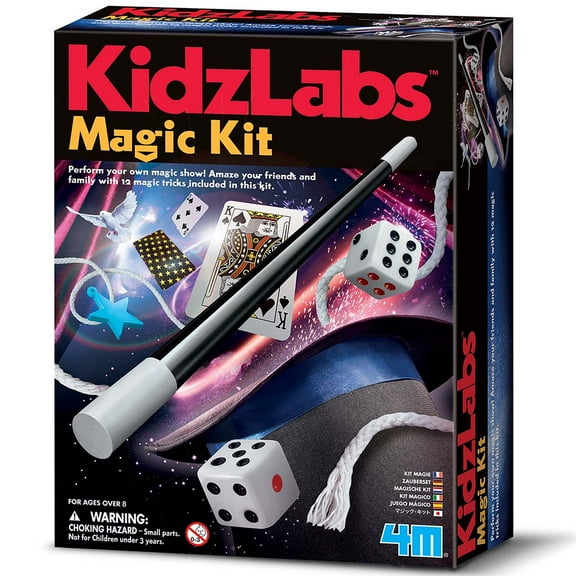 4M: KidzLabs: Magic Kit - Learn & Perform 12 Magic Tricks, Slight Of Hand Set, Step-By-Step Instruction Booklet, Wand & Accessories, Kids Ages 8