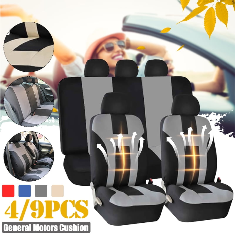 9PCS Full Set Universal Car Seat Covers Car Cushion Case Cover Front
