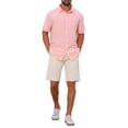 thumbnail image 2 of CAMISA DE HOMBRE CORTA DE MANGA CORTA BOTÓN PLAYA VERANO CUELLO PUNTA XL ROSA DÍA DEL PADRE INSPIRE CHIC, 2 of 6