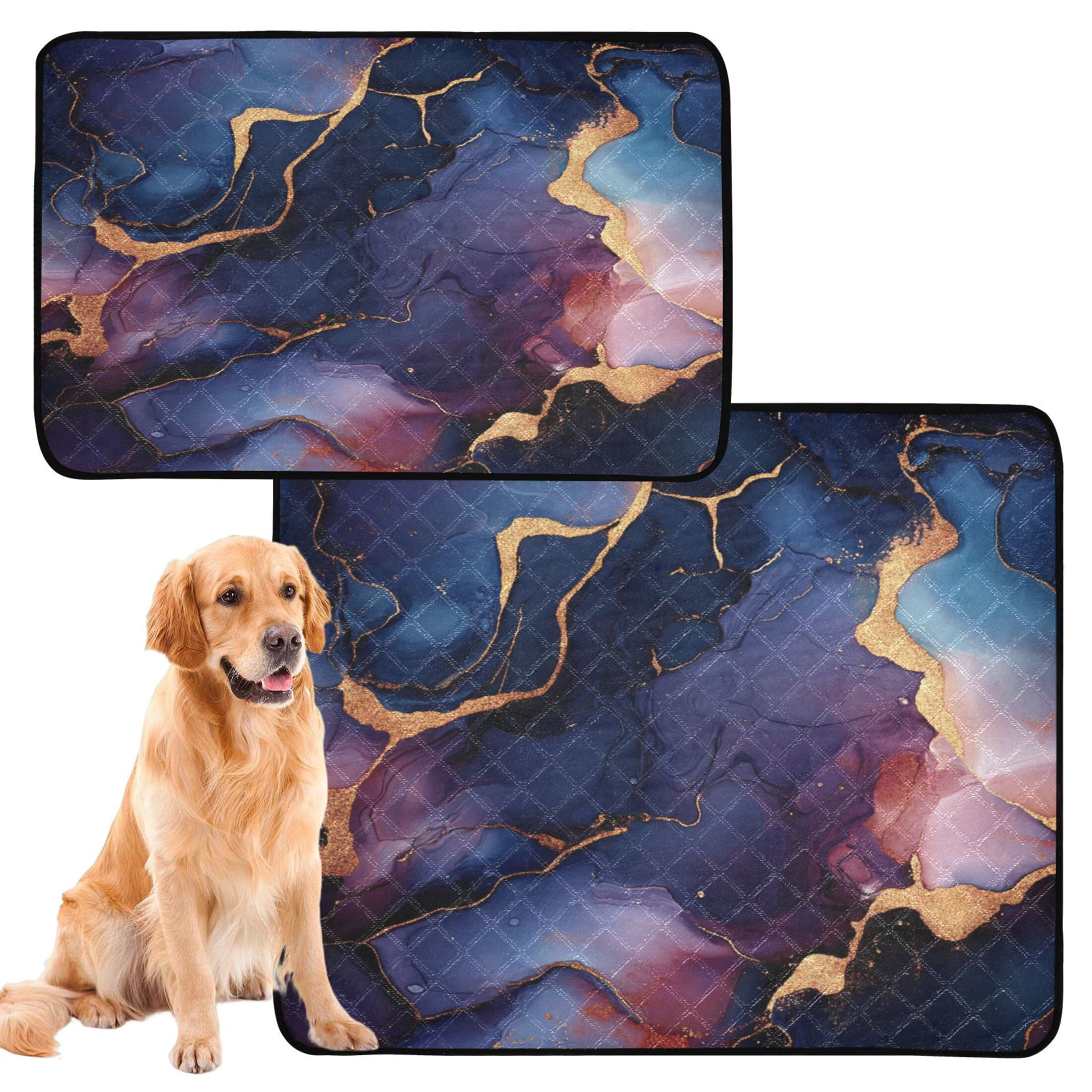 Qxltty Gilt Blue Patterns Cat litter Pads Pet Set of 3 Diaper Mats Center Anti-leakage Layer Absorbent Soft and Comfortable