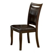 Bowery Hill 18.75" Transitional Faux Leather Dining Chair in Espresso (Set of 2)
