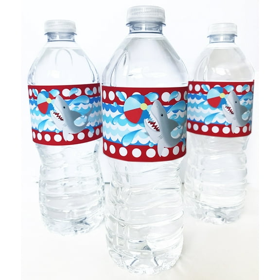 Shark Bottle Wraps - 20 Under the Sea Water Bottle Labels - Pool Party Decorations - Made in the USA