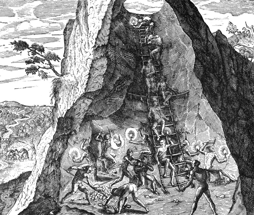 Potosi Silver Mine, 1590. /Nnative Indians Working In The Silver Mine