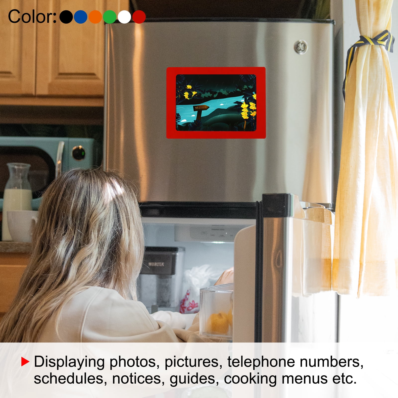 Unique Bargains Magnetic Photo Frame for Displaying Pictures Black 4"x6"