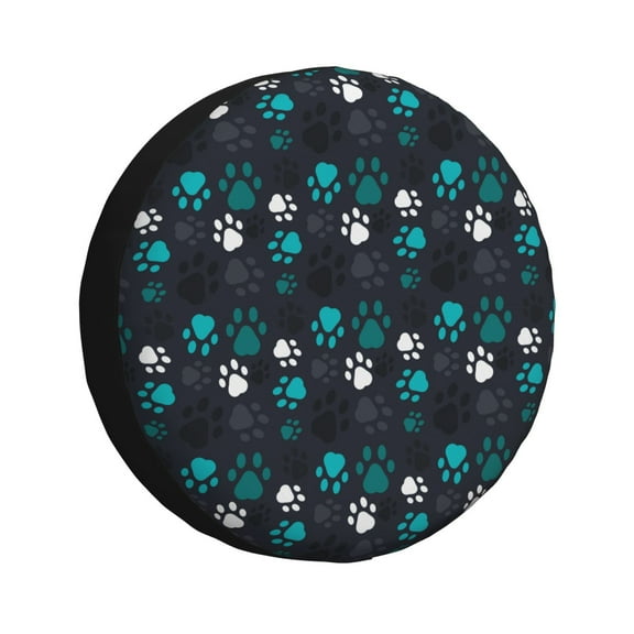 Fuzoiu Animal Footprints Print Universal Spare Tire Cover with Buckle Strap, Waterproof Wheel Covers for Jeep, Trailer, RV, Truck and All Car-14 inch