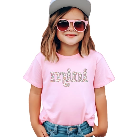 Mama and Mini Matching Floral Shirts Mommy and Me Graphic Tee for Women and Girls Pink Shirt 18 Months-SOLD SEPARATELY