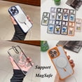 thumbnail image 5 of Allytechgroup Magnetic Case for iPhone 13 Pro Max with Aluminum Alloy Stand/ Metal Buttons/ Camera Lens Protector [Compatible with MagSafe] Anti-Yellow Translucent Matte Clear Back Cover, Orange, 5 of 8
