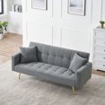 thumbnail image 3 of 71.7-Inch Gray Sofa Bed with Teddy Fleece Upholstery, Convertible Sleeper Couch with Two Plush Throw Pillows, Cozy Modern Design for Living Room or Guest Space, 3 of 6