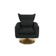 thumbnail image 6 of 360-degree Swivel Accent Chair with Pillow Wide Upholstered and Gold Base,Classic Mid-Century Barrel Chair,  Sofa Chair for Living Room Bedroom Office Lounge,Black Linen, 6 of 9