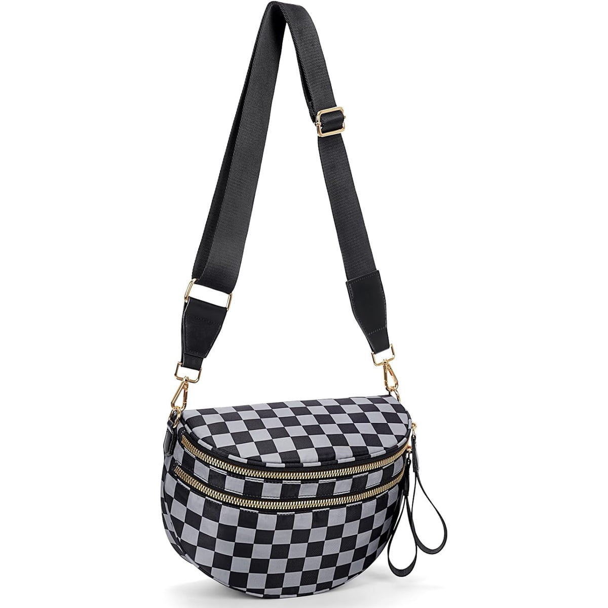Luxury Checkered Crossbody Bag,Spacious Bum Bags for Women Nylon Crossbody Fanny Packs Checkered Purse Belt Wallet