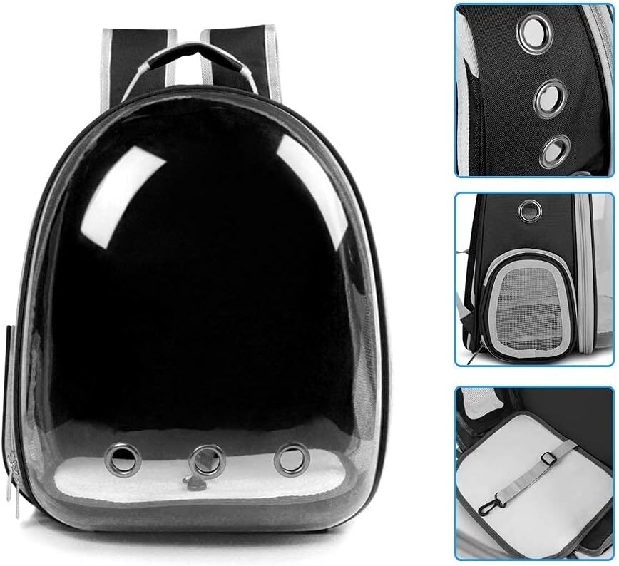 Wattne Backpack Carrier/Bubble Carrying Bag for Small Medium Dogs Cats, Space Capsule Pet Carrier for Hiking, Travel, Airline Approved - Black
