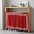 thumbnail image 3 of Red Geometric Cabinet Curtains 35"W x 35"L, White Greek Key Design Burlap Modern Art Sink Skirt for Bathroom Kitchen Self Adhesive, Desk Privacy Short Curtain for Under Sink Classroom Closet, 3 of 9