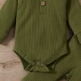 thumbnail image 5 of WOYY Outfits for Baby Girls Casual Solid Ribbed Long Sleeve Bodysuit Romper Pants Set, Sizes 0-18 Months, 5 of 7