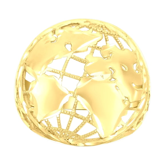 14k 14kt Yellow Gold Mens World Map Globe Ring