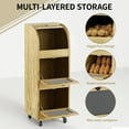 thumbnail image 5 of Pusnapku 3 Tier Potato Storage Bin, 38" Bread Box with Sliding Door and Wheel, Movable Vegetable Organization Cabinet, Wood Pantry Cabinet for Kitchen, 5 of 9