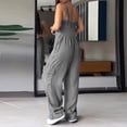 thumbnail image 4 of Wyzesi Maternity Jumpsuit Fall Women's Square Neck Ribbed Wide Leg Jumpsuit Sleeveless High Waist Pants Rompers with Pockets 2025 Features, 4 of 7