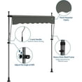 thumbnail image 3 of Manual Retractable Patio Awning 118" x 118" with Adjustable Height, UV Protection & Crank Handle – Ideal for Backyard, Garden, Outdoor Shade Gray, 3 of 7