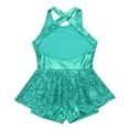 thumbnail image 6 of YONGHS Women Sequin Ballet Jazz Modern Tap Dancewear Criss Cross Back Leotard Performance Costume Lake Green 16/M, 6 of 7