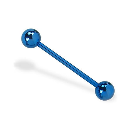 Black Titanium Circular Barbell - Titanium Anodized Industrial Straight Barbell, 14 Ga,1